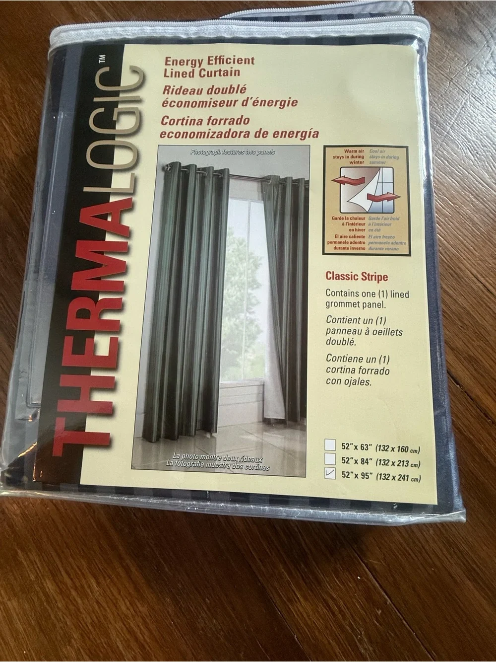 Classic Stripe Energy Efficient Lined Curtain - Gray
